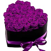 Hover Flower 27 Forever Preserved Flowers in a Box, Vanlentines Day Gifts for Her, Eternal Roses Flowers for Delivery Prime, Birthday Gifts for Women Mom Grandma Wife (Purple)