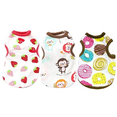 Buy Petcare 3 Pcs Pet Dog Cat T Shirt Soft Cotton Vest Cute Cartoon Print Cat Kitten Pajamas Puppy Clothes For Small Dogs Online In Indonesia B07txnf2hz