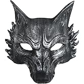 VZQI Wolf Mask Adult Halloween Werewolf Mask Men Wolf Costume Animal Masquerade Half Face Tooth Gold