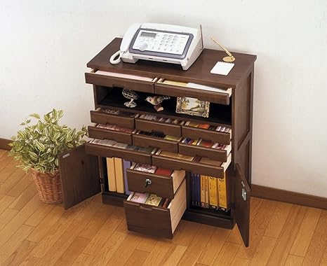 Amazon Co Jp 桐製 引き出したくさん チェスト 72cm幅 鍵付 キャスター付き 木製 桐製 Fax台 電話台 ホーム キッチン