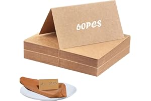 Kraft Paper Fold‑Over Place Cards – 60-Pack (10 × 9 cm Unfolded / 5 × 9 cm Folded) Seating Cards for Weddings, Parties & Even