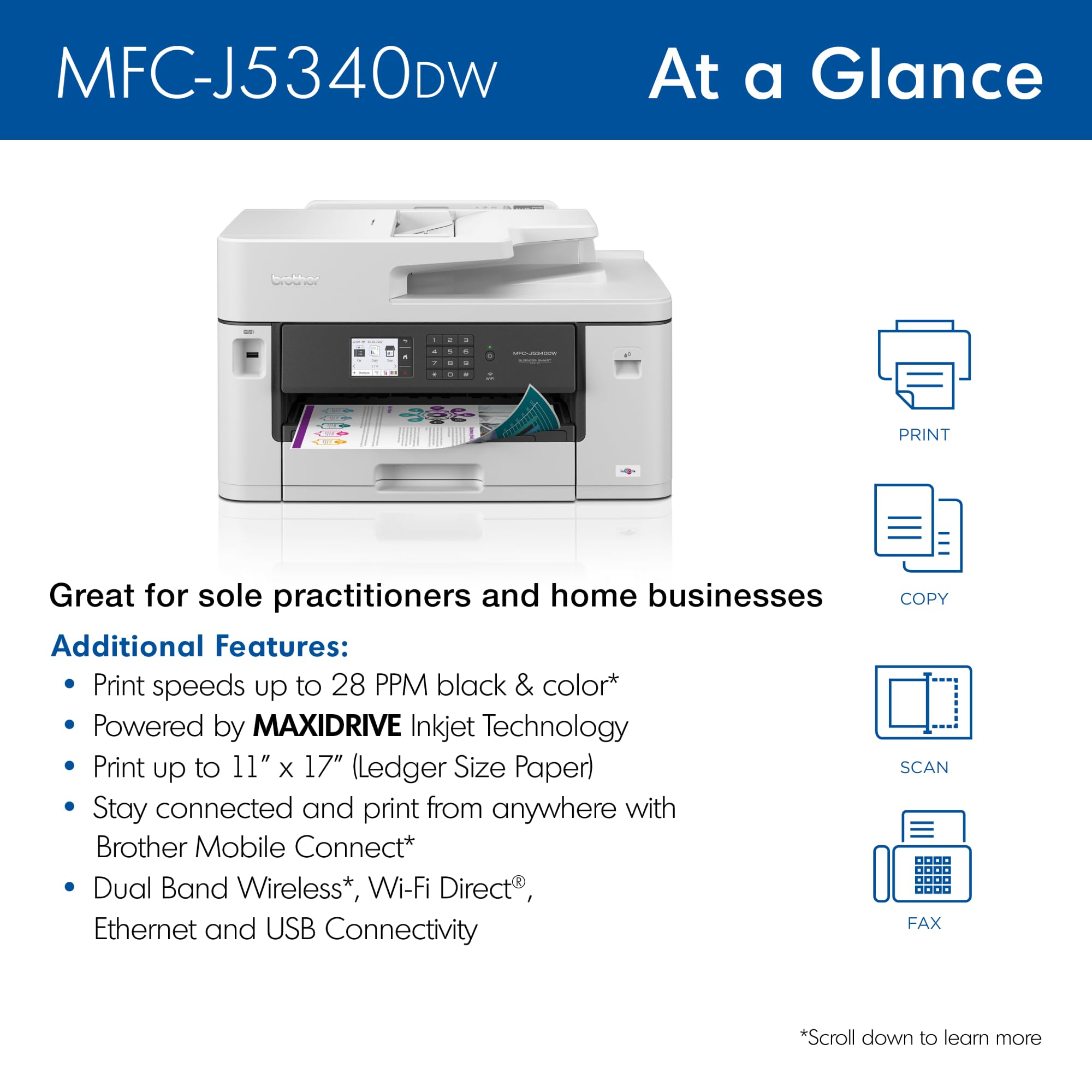 Brother MFC-J5340DW Professional Wireless Color Inkjet All-in-One Printer, 11