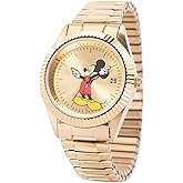 Disney Mickey Mouse Moving Hands Watch for Women, Stylish Women's Mickey Mouse Watch Fans, Elegant and Timeless Design – Classic Watches with Golden Dial and Bracelet