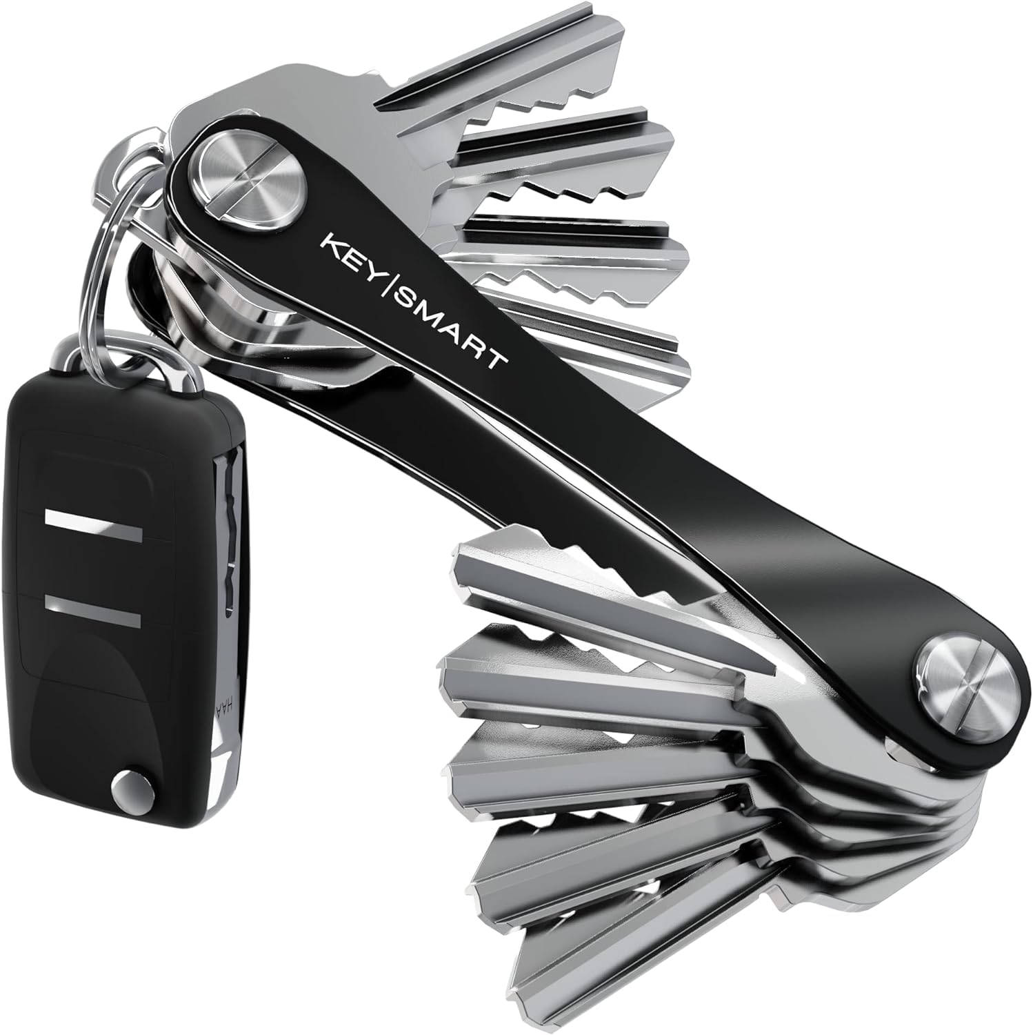 KeySmart - Compact Key Holder and Keychain Organizer (w/Expansion Pack-14 Keys, Quick Disconnect and Bottle Opener)
