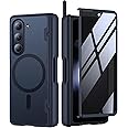 MOBOSI Magnetic for Samsung Galaxy Z Fold 4 Case, Compatible with Magsafe, Built-in Hinge Protection & Front Screen Protector Full Body Rugged Phone Case for Z Fold4 with S Pen Slot, Privacy Black