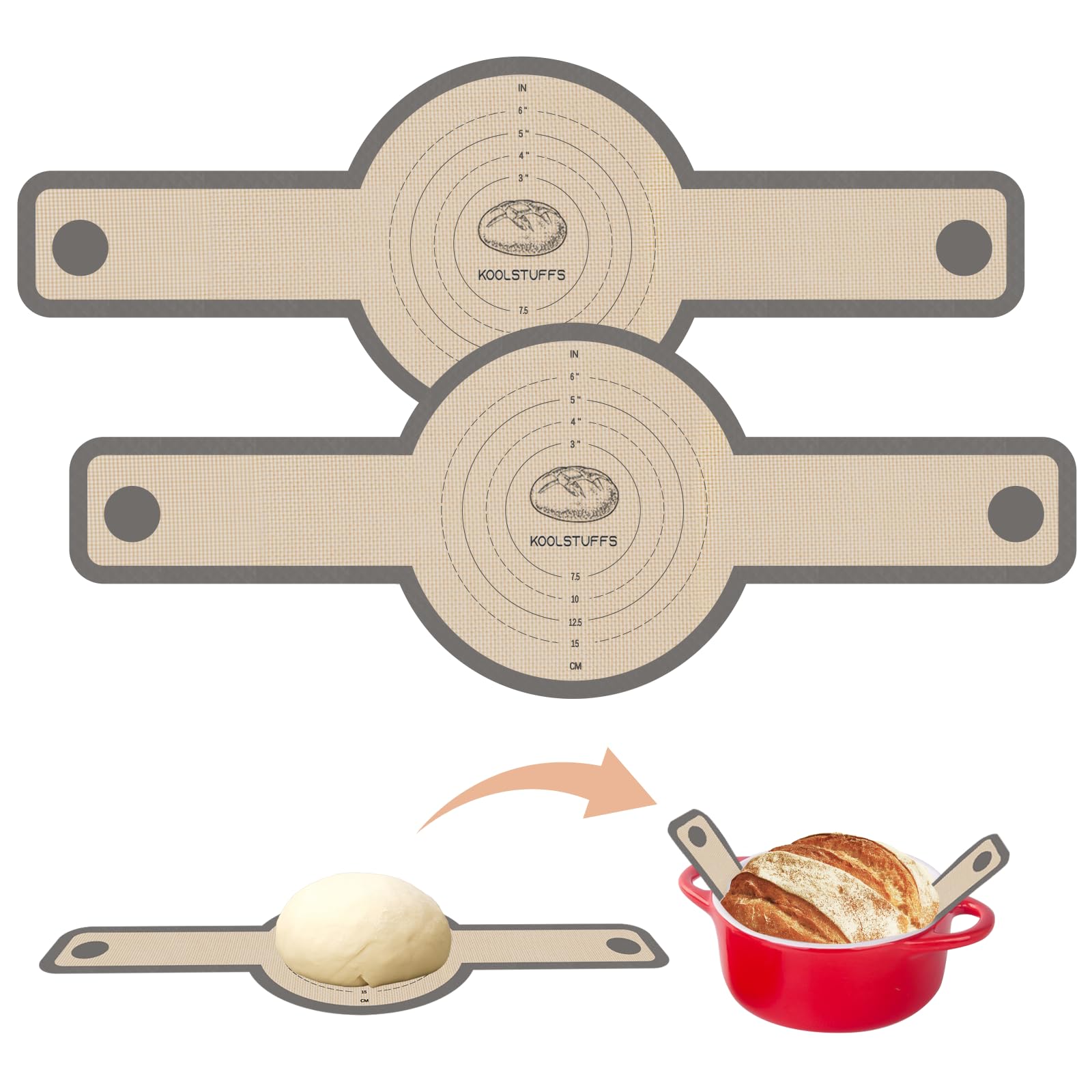 Photo 1 of Koolstuffs Silicone Bread Sling for Dutch Oven, 2 PCS Non-Stick & Easy Clean Reusable Silicone Bread Baking Mats with Long Handles, Easy to Transfer Sourdough Bread