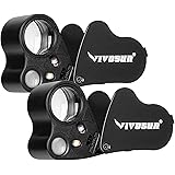 VIVOSUN 2-Pack 30X 60X Illuminated Jewelers Loupe Foldable Magnifier with LED Light for Jewelry Gems Watches Coins Stamps Ant