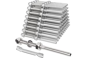 BLIKA 60 Pack Cable Railing Swage Threaded Stud Tension End Fitting Terminal for 1/8" Cable Deck Railing, T316 Stainless Steel, Swage Threaded Terminal for 2"x2" Wood/Metal Posts