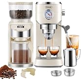 Gevi 20 Bar Espresso Machine with Conical Burr Anti-Static Coffee Grinder | 35 Precise Grind Settings;Removable Water Tank;Include Necessary Accessories;Easy to Clean and Maintain;with Milk Frother;