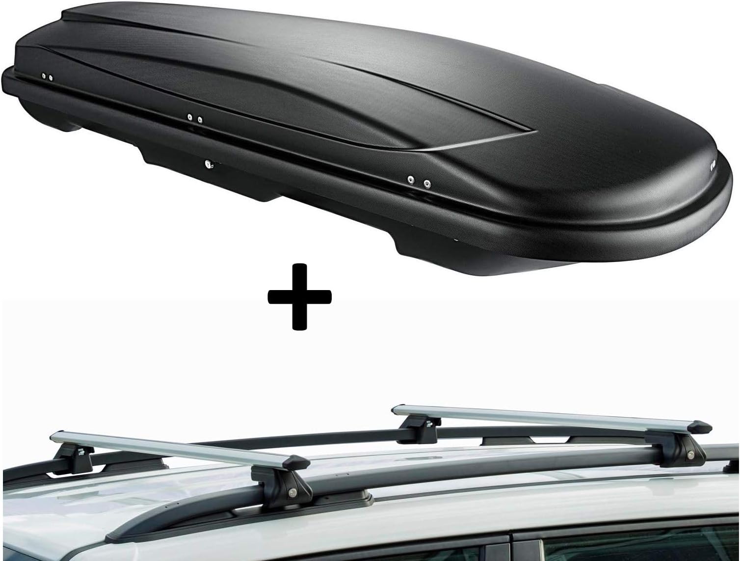 VDP Roof Box VDPJUXT400 400 400 Litres Black Lockable + Roof Rack CRV135 Compatible with Jeep Cherokee KK (5 Door) 2008-2013