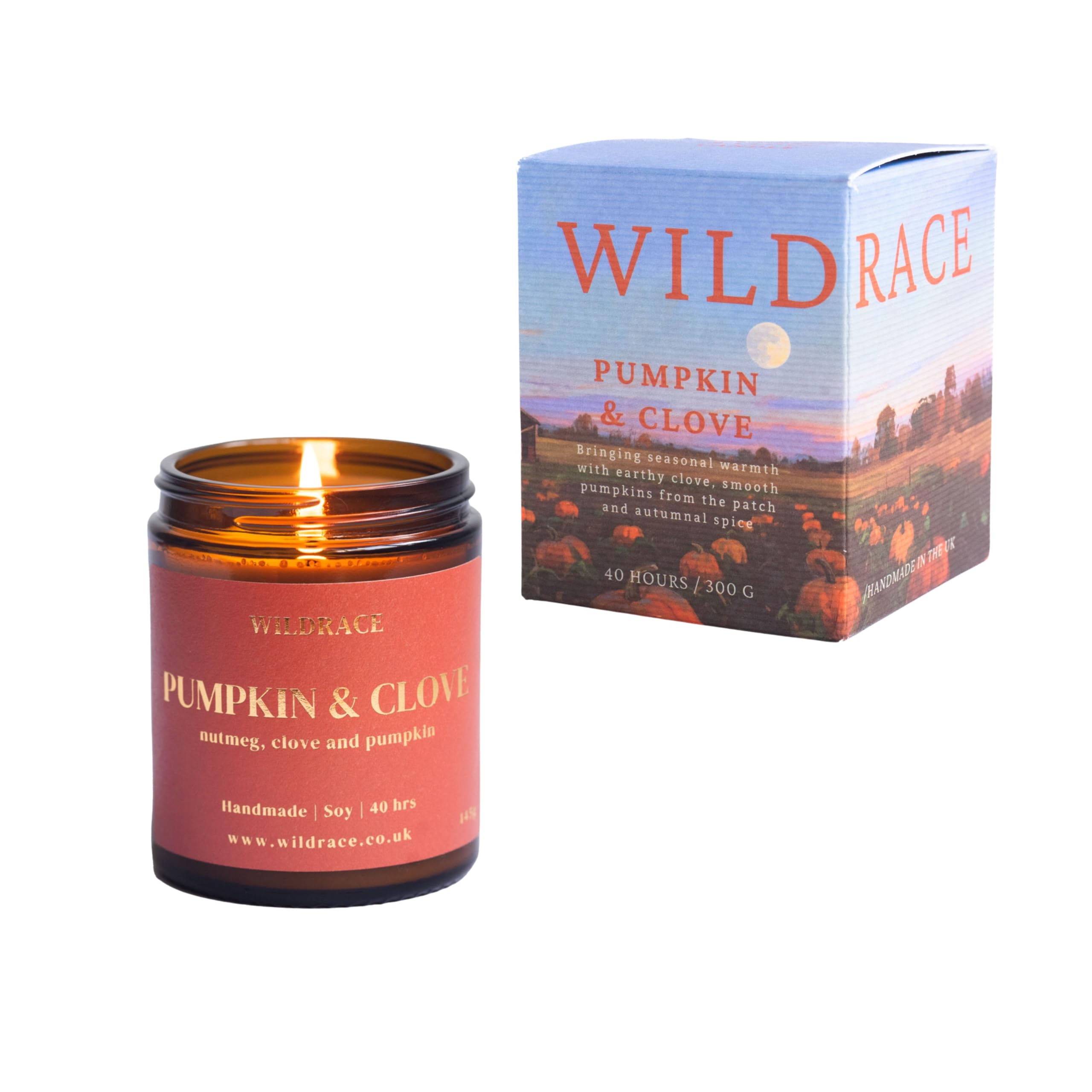 Pumpkin Spice Scented Candle | Pumpkin and Clove Autumn Fall Candles | Long Burning Soy Wax Premium Candle Handmade in Essex | Halloween Code Orange | by WILDRACE
