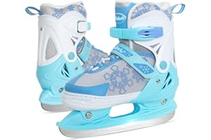 BASYNOL Nattork Ice Skates for Kids, Boys and Girls,Adjustable Hockey Lace-Up Skate,Ice Skating Shoes for Beginner,Kids Ice Skates for Outdoor and Rink Soft Padding and Reinforced Ankle Support S,M,L