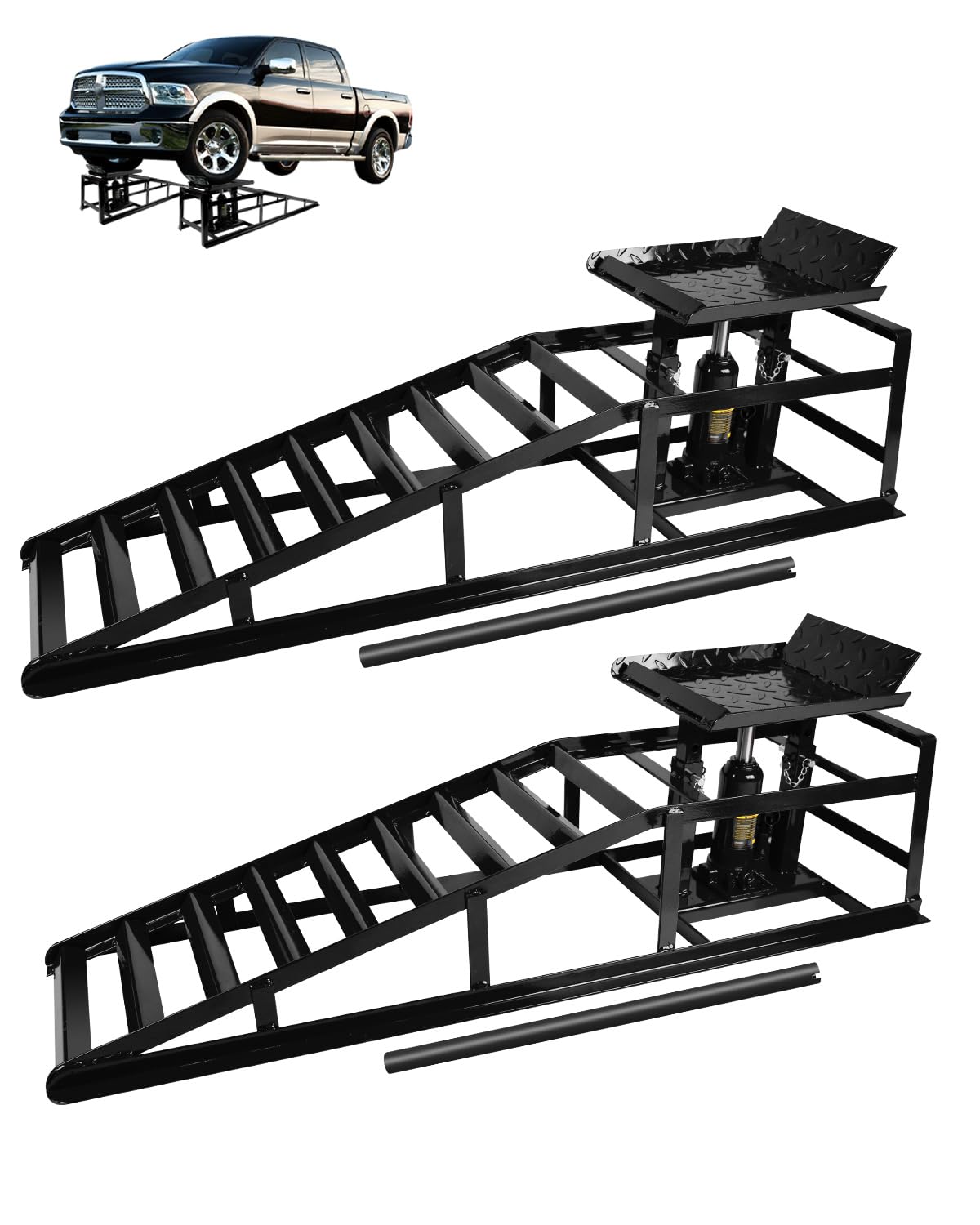 Photo 1 of Heavy-Duty Hydraulic Car Ramps 5T Capacity - Adjustable 9.3-14 Inch Height for Cars, SUVs, and Light Trucks