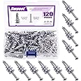 Swpeet 120Pcs Heavy Duty Zinc Self Drilling Drywall Anchors with #8 x 1-1/4'' Screws Kit, No Pre Drill Hole Preparation Requi