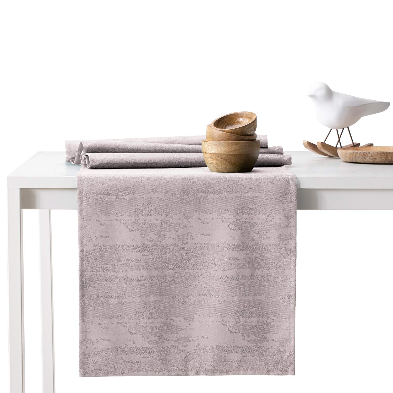AmeliaHome Table Runner 30 x 100 cm Lotus Effect Water-Repellent Snakeskin Pattern Powder Pink Vesta