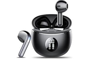 TIMU Wireless Earbuds, Bluetooth Headphones 5.4, 50H Playtime LED Display Deep Bass Ear Buds with 4 ENC Noise Cancelling Mic, IP7 Waterproof in-Ear Earphones for Phone Tablet Laptop Sports, Phantom Black