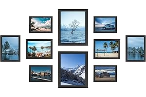 Scholartree 10 Pack Picture Frames Collage Wall Decor for Mounting or Tabletop Display, Picture Frame Set for Family, Multi S