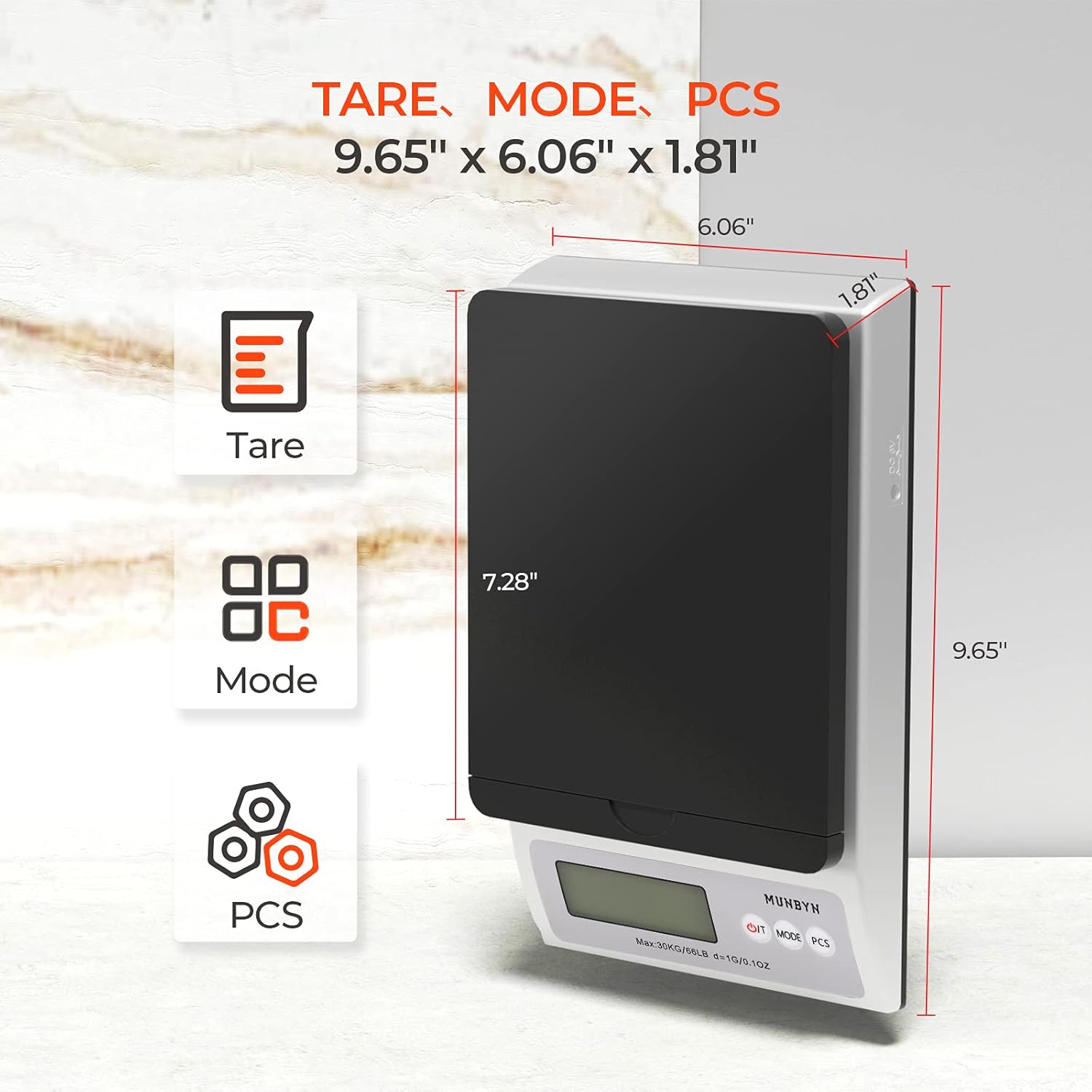 MUNBYN Digital Shipping Scale, 66lb Postal Scale with Hold and Tear Function Gram/Ounce/Pound Mail Postage Scale for Shipping Packages Mailing Small Business: Industrial & Scientific
