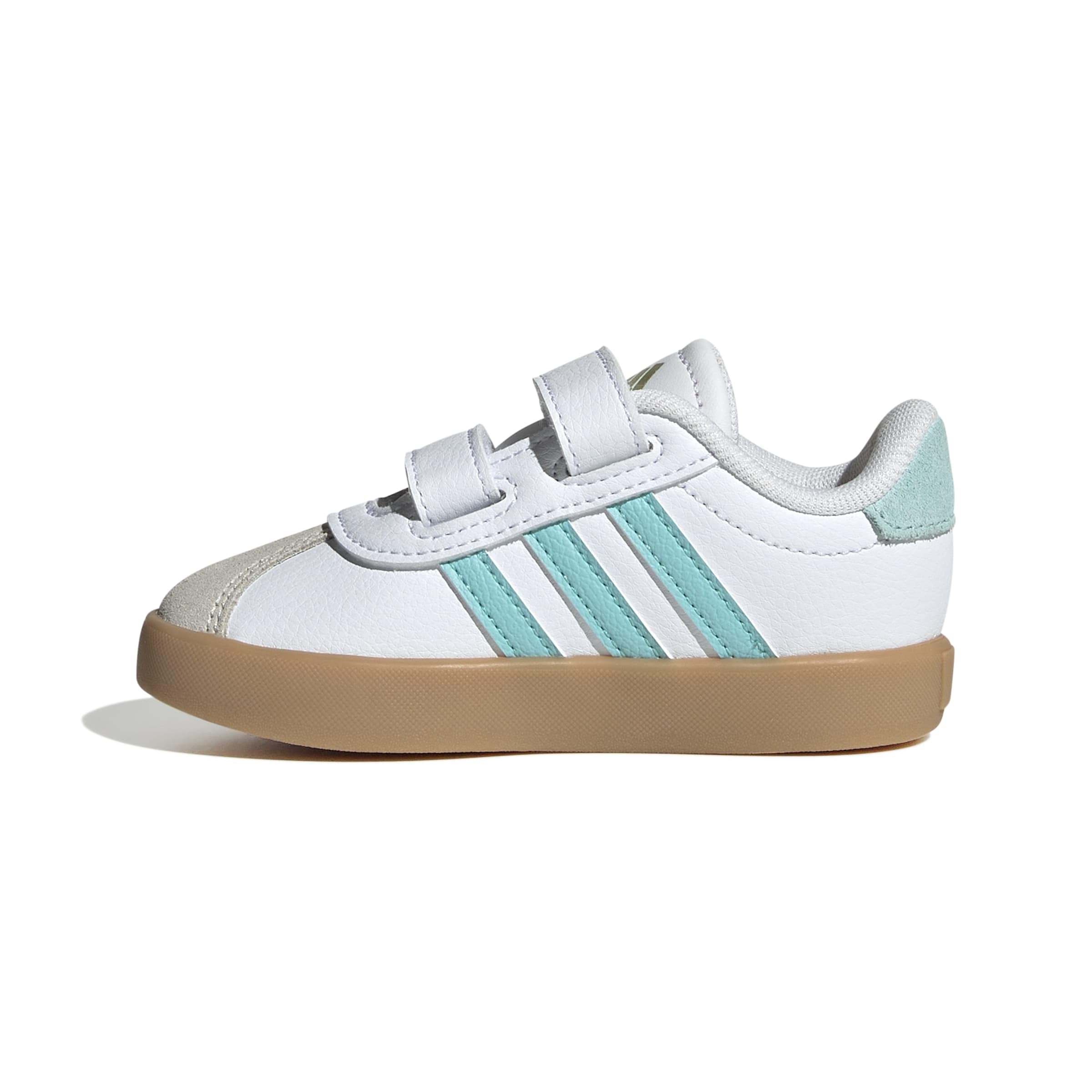 Adidas Unisex-Baby VL Court 3.0 Hook & Loop, White/Flash Aqua/Alumina, 6 Toddler Image