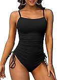 SOCIALA Ribbed One Piece Swimsuits for Women Tie
