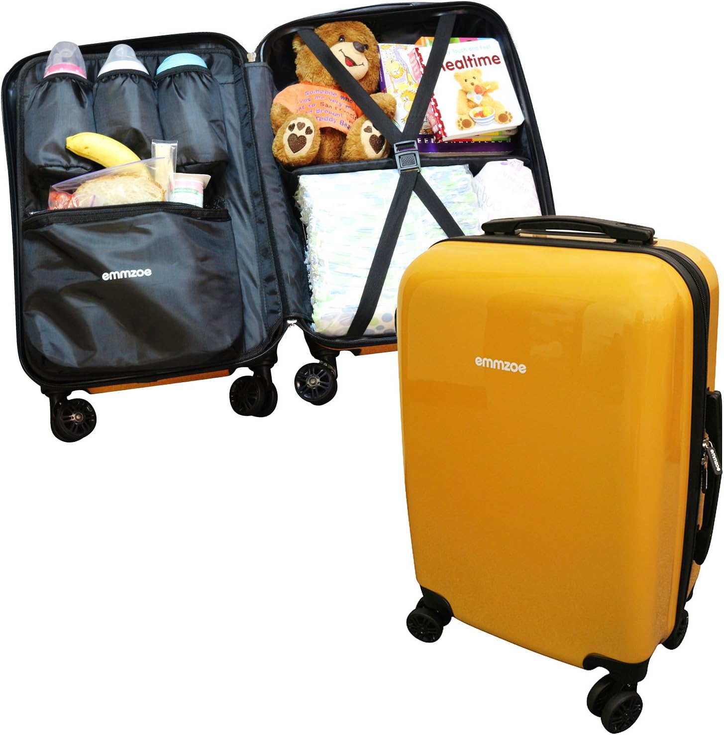 Emmzoe Hardshell Baby Kids Gear 20" CarryOn Spinner Luggage Multi