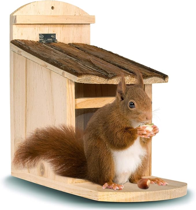 Gardigo Mangeoire Pour Ecureuil Toit Ouvrant Maison Bar Distributeur De Nourriture En Bois Pour Plusieurs Animaux Facile A Remplir Nettoyer Amazon Fr Animalerie