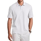 JMIERR Mens Polo Shirt Short Sleeve Textured Knit Botton Summer Casual Vacation Beach Stretchy Collar Golf Shirts