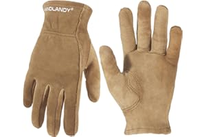 HLDD HANDLANDY Kids Leather Work Gloves, Kids Gardening Gloves, Children Cowhide Garden Gloves for Age 2-9 Girls Boys