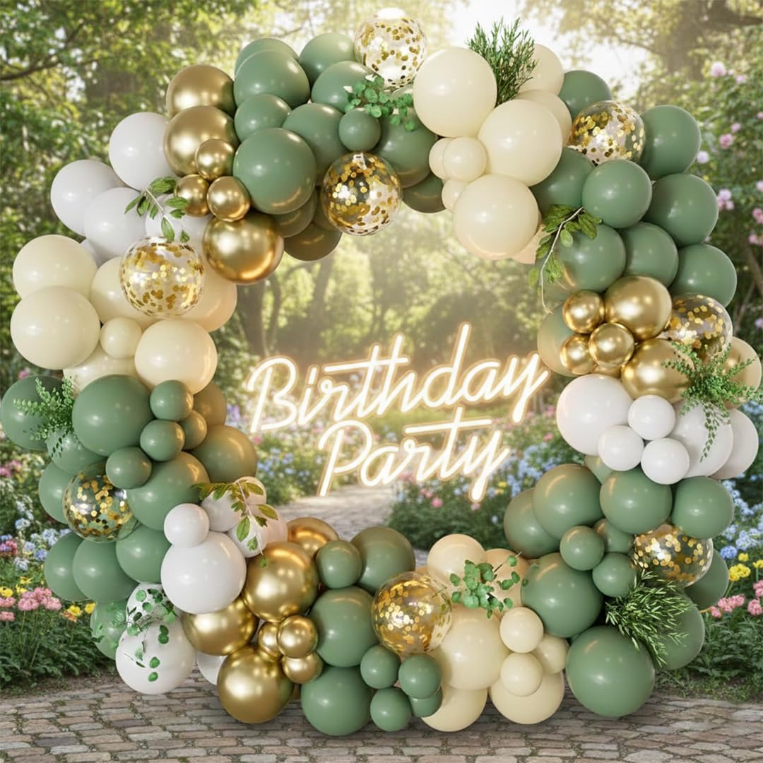 Flixcart Sage Green Balloon Arch Kit - 101 Pcs Balloon Garland Kit with DIY tools Perfect for Thanksgiving, Engagement, Wedding, Welcome Home, Graduation & Kids Birthday Party Decoration