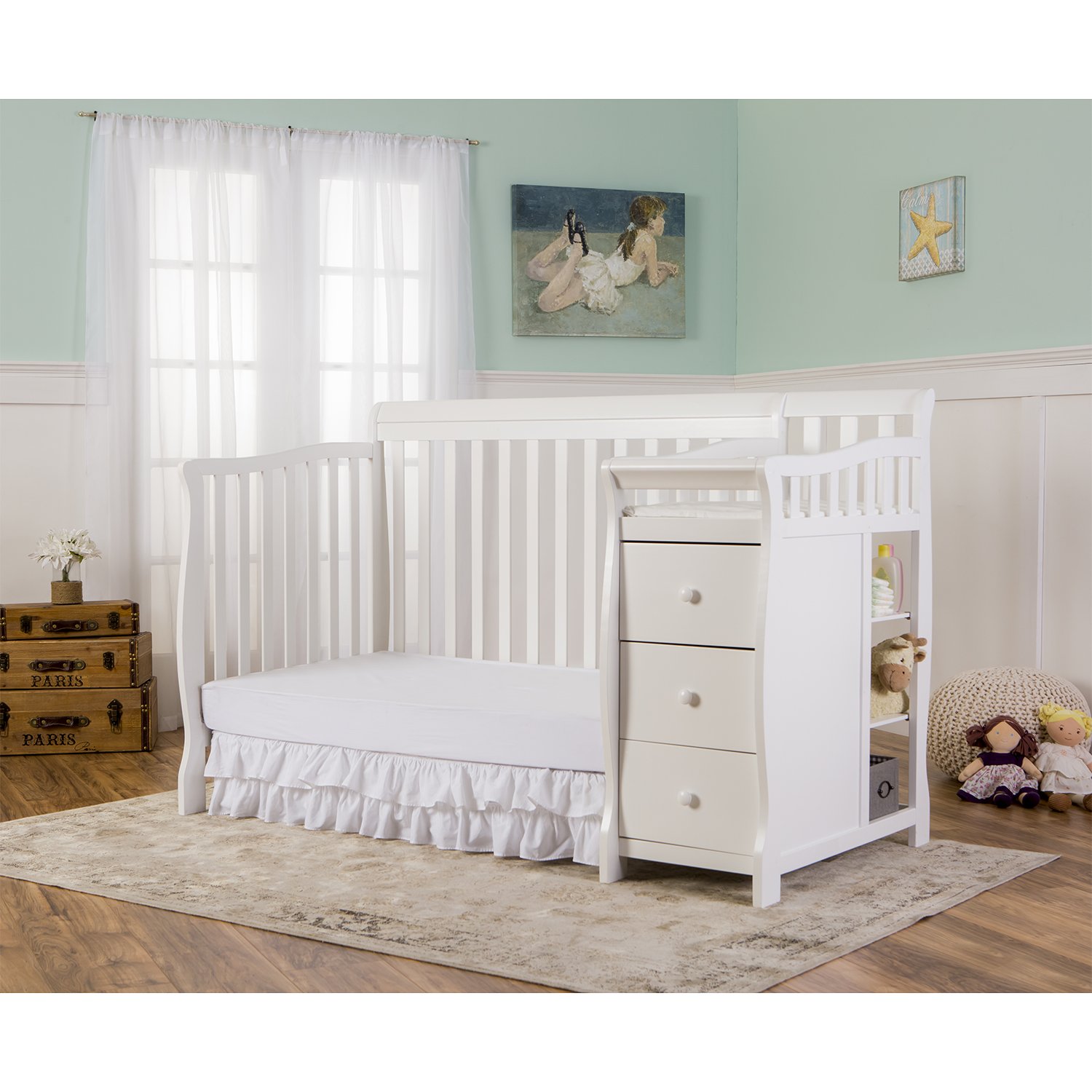 Dream On Me 5 in 1 Brody Convertible Crib with Changer with Dream On Me Spring Crib and Toddler Bed Mattress, Twilight : Baby