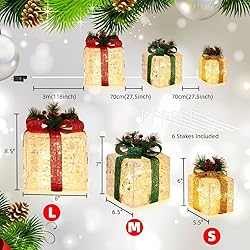 LAMPHOME 70 LED Christmas Set of 3 Lighted Clear