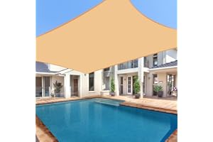 Whonline Sun Shade for Patio, 10' x 13' Rectangle Sun Shade Canopy Sand for Patio Garden Yard Deck Pergola