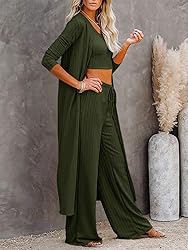 Fessceruna Womens 3 Piece Lounge Sets Pajamas Knit