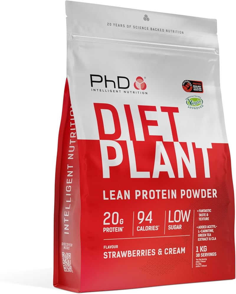 PhD Diet Plant Protein Powder Strawberries & Cream 40 Servings 1 kg