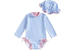Socutebabe Baby Girl Swimsuit Baby Girls Long Sleeve One Piece Swimsuit Romper Infant Bathing Suit Baby Girl Beach Rash Guard