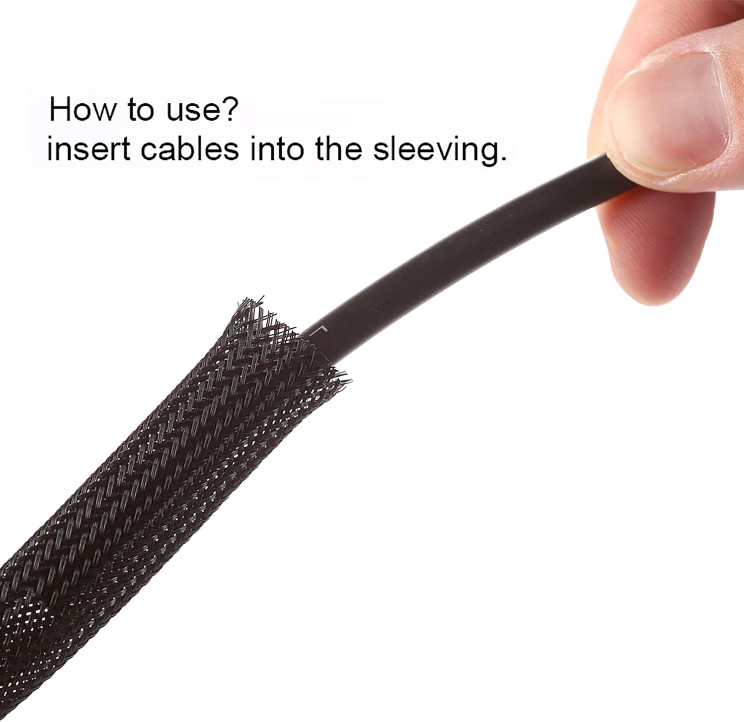 100ft - 1/4 inch PET Expandable Braided Sleeving – Black – Alex Tech braided cable sleeve: Home Improvement