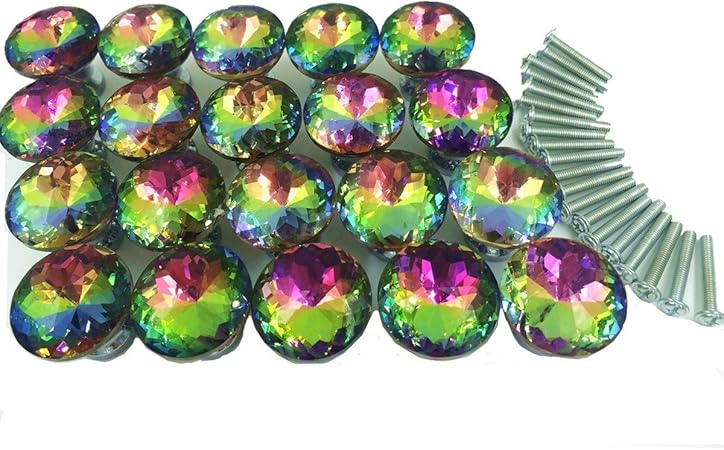 Yahead 20pcs Colorful Crystal Glass Cupboard Wardrobe Cabinet