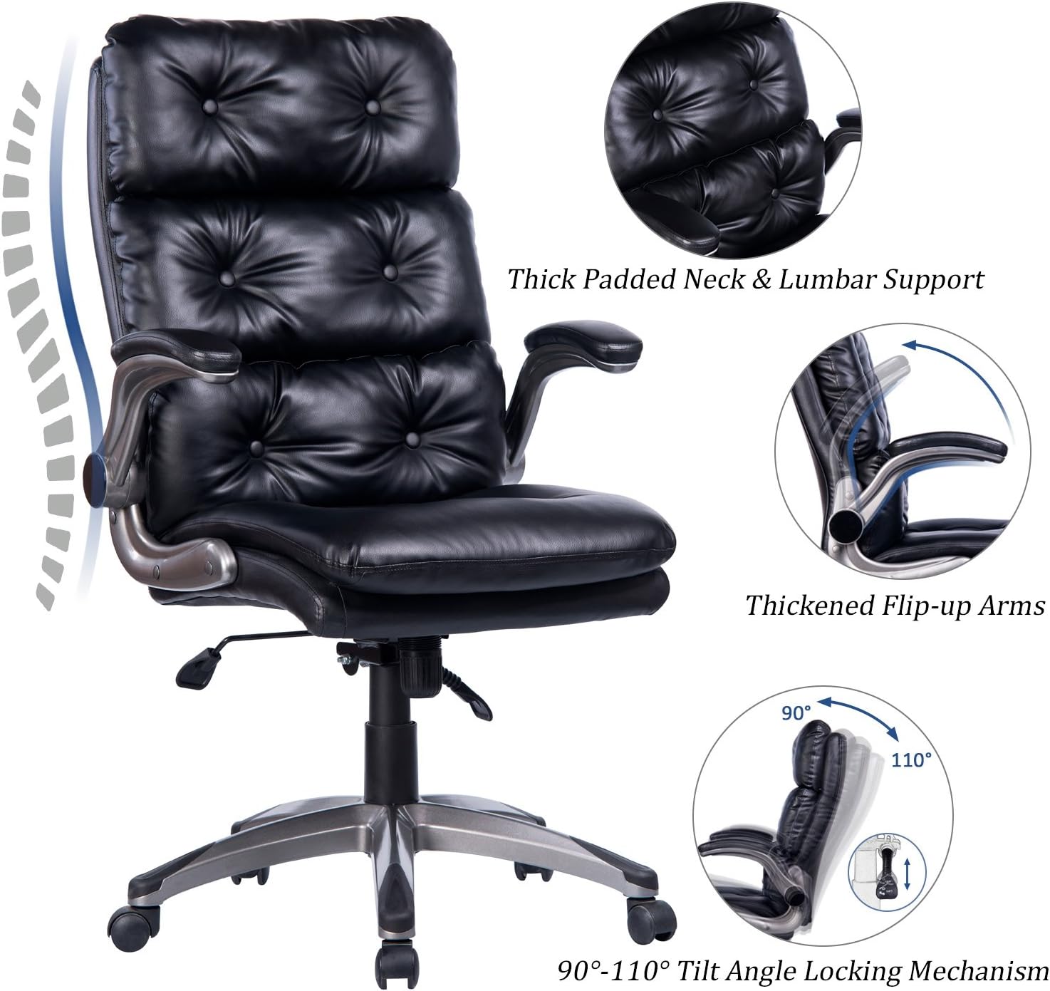 VANBOW High Back Office Chair Ergonomic Tufted Bonded