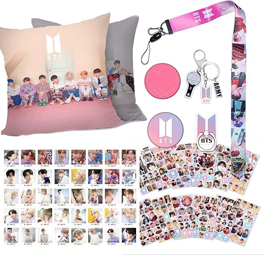 ReNice BTS Gift Set for ARMY 1 BTS Pillow Case/40 BTS Lomo Cards/12