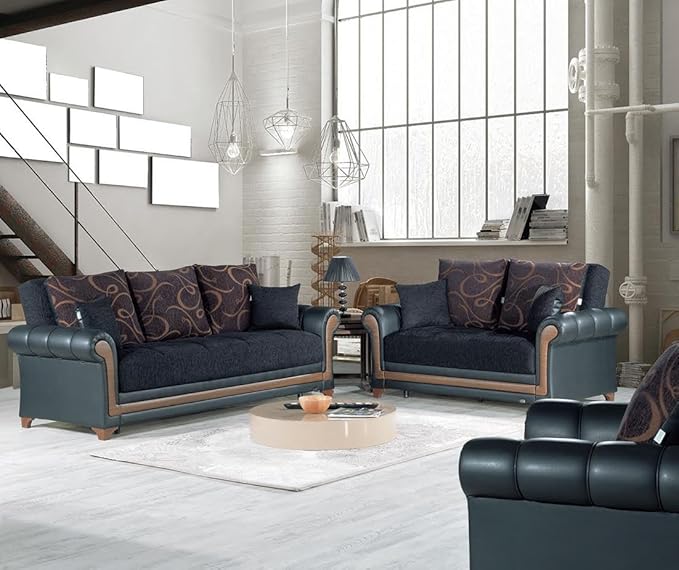 DREAM DECOR Functional Futon Living room Set (Black