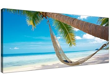 Wallfillers Grande Décoration Murale Toile Bleu Dune Plage Tropicale Tableaux Bord De Mer 1039