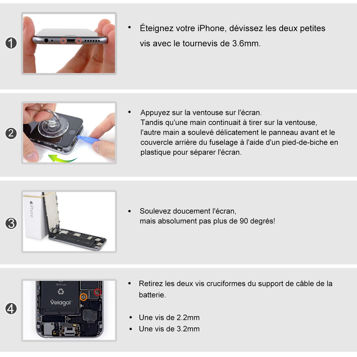 Velagol Batterie Interne Pour iPhone 6S Batterie 1715mAh Batterie en Lithium-Ion Rechargeable de Remplacement Pour iPhone 6S avec Kit d\'outils Carte de Garantie inclus (pas pour iPhone 6)