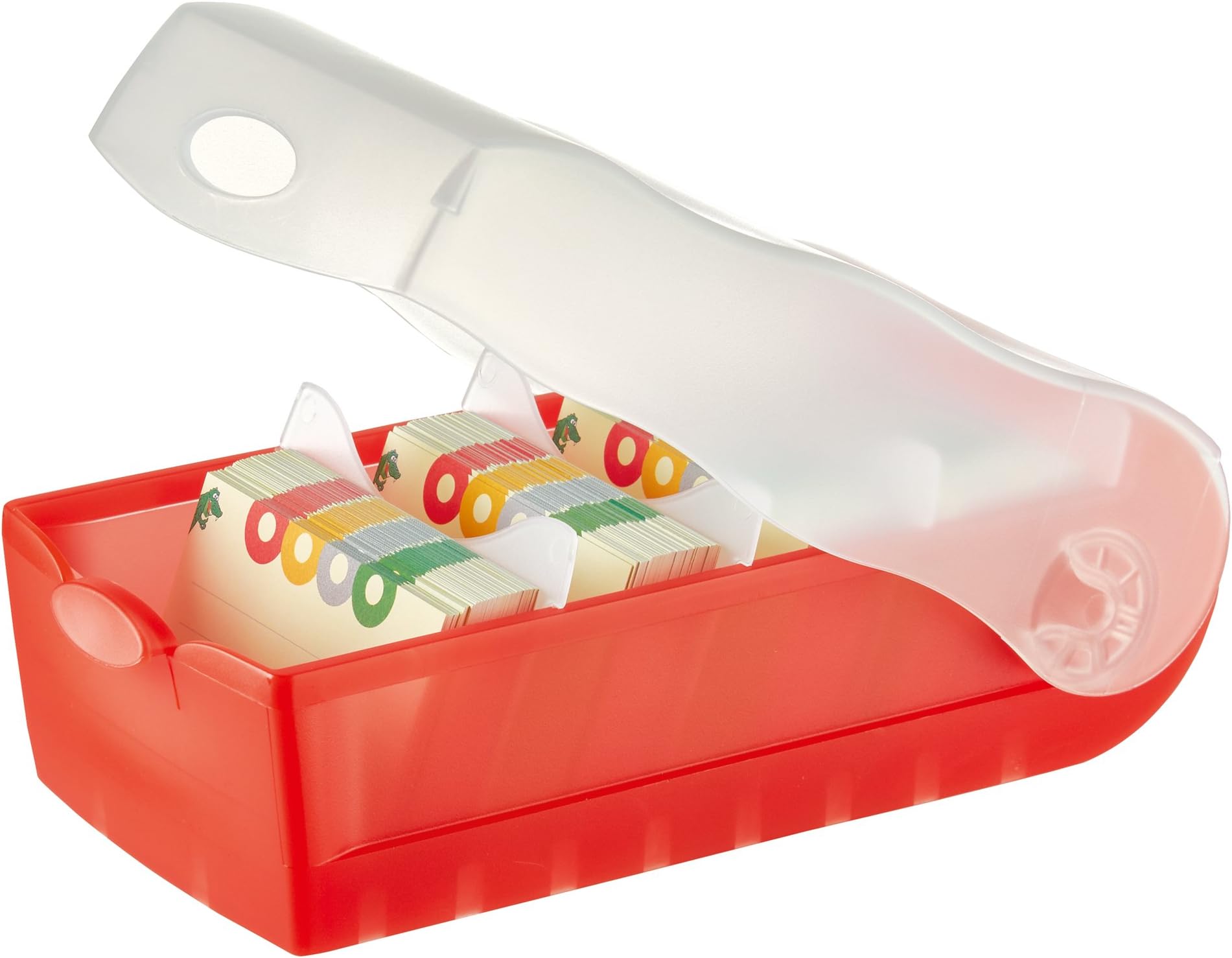 HAN Croco flashcard Box, Easy to Learn Vocabulary with 5-Compartment Learning System, DIN A7 Index Box for 900 Cards, Including 5 Support Plates + 100 flashcards, Index Box, Learning Box, 997-617,