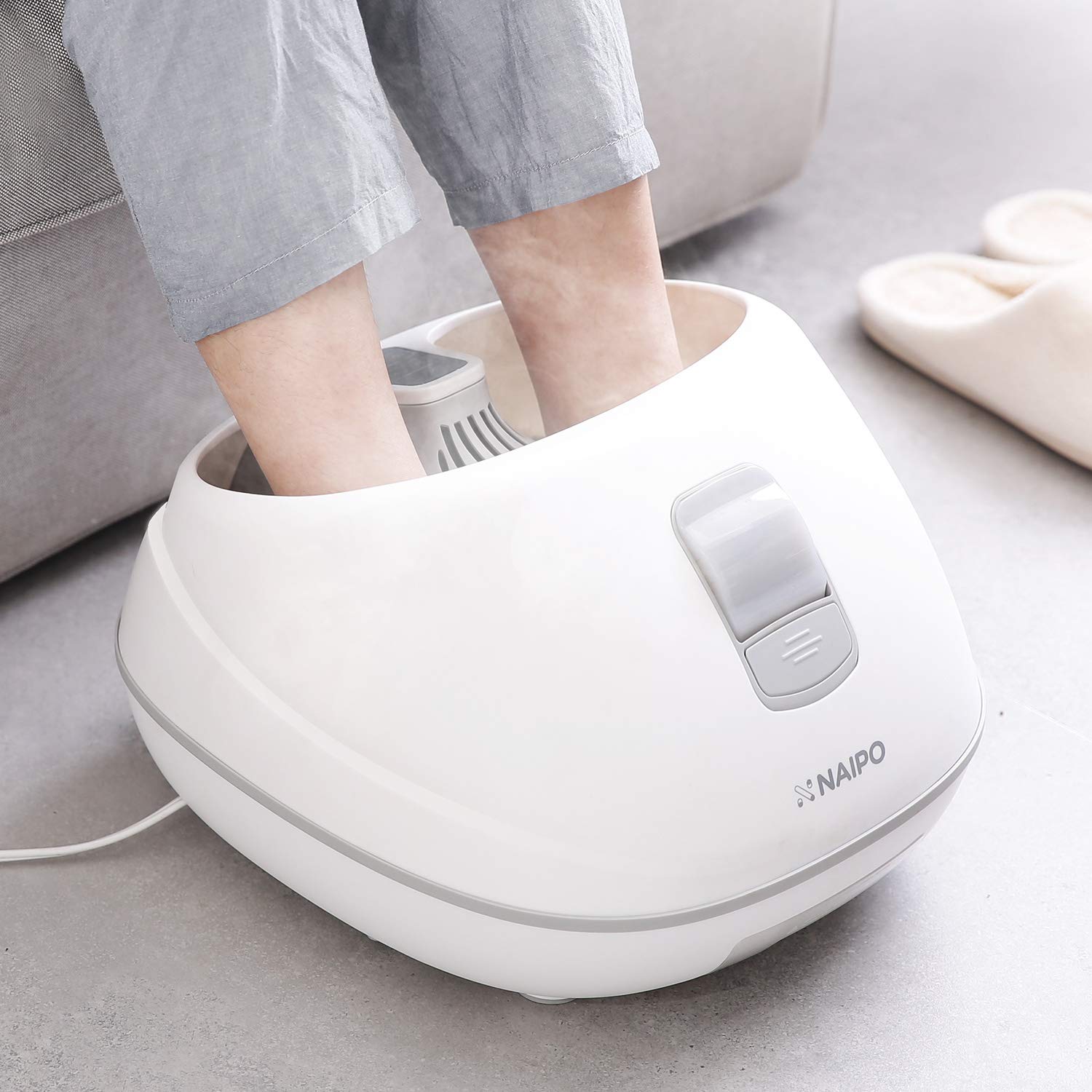 Steam Foot Bath/Spa Massager Foot Sauna Tub with 3 Heat Levels and 2 Adjustable Timers, No Water Pouring, 4 Pedicure Massage Rollers and Imitated Pebble Pedal Detachable, New Method for Stress Relief: Beauty