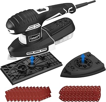 Amazon Kingnova 2 In 1サンダー コーナーサンダー 電動サンダー 250w 六段階変速 集じん機能付 低騒音 低振動 高集塵システム パワフル 表面研磨 仕上 塗装はがし 集塵 Diy 作業工具 紙ヤスリ40枚セット日本語取扱説明書 サンダー