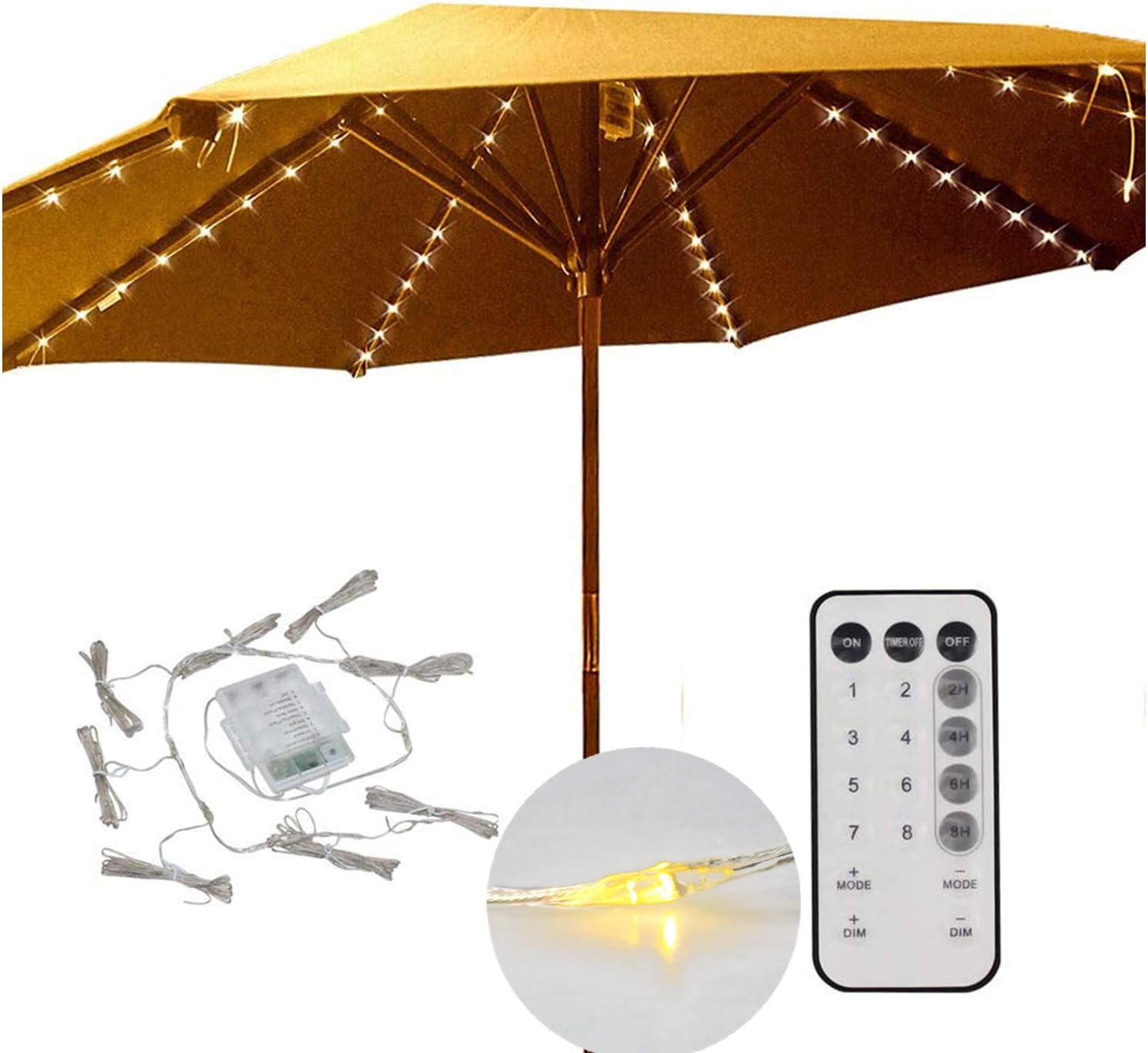 Umbrella String Lights 104 Leds Warm White Starry For Patio Bubble Bistro Pergol