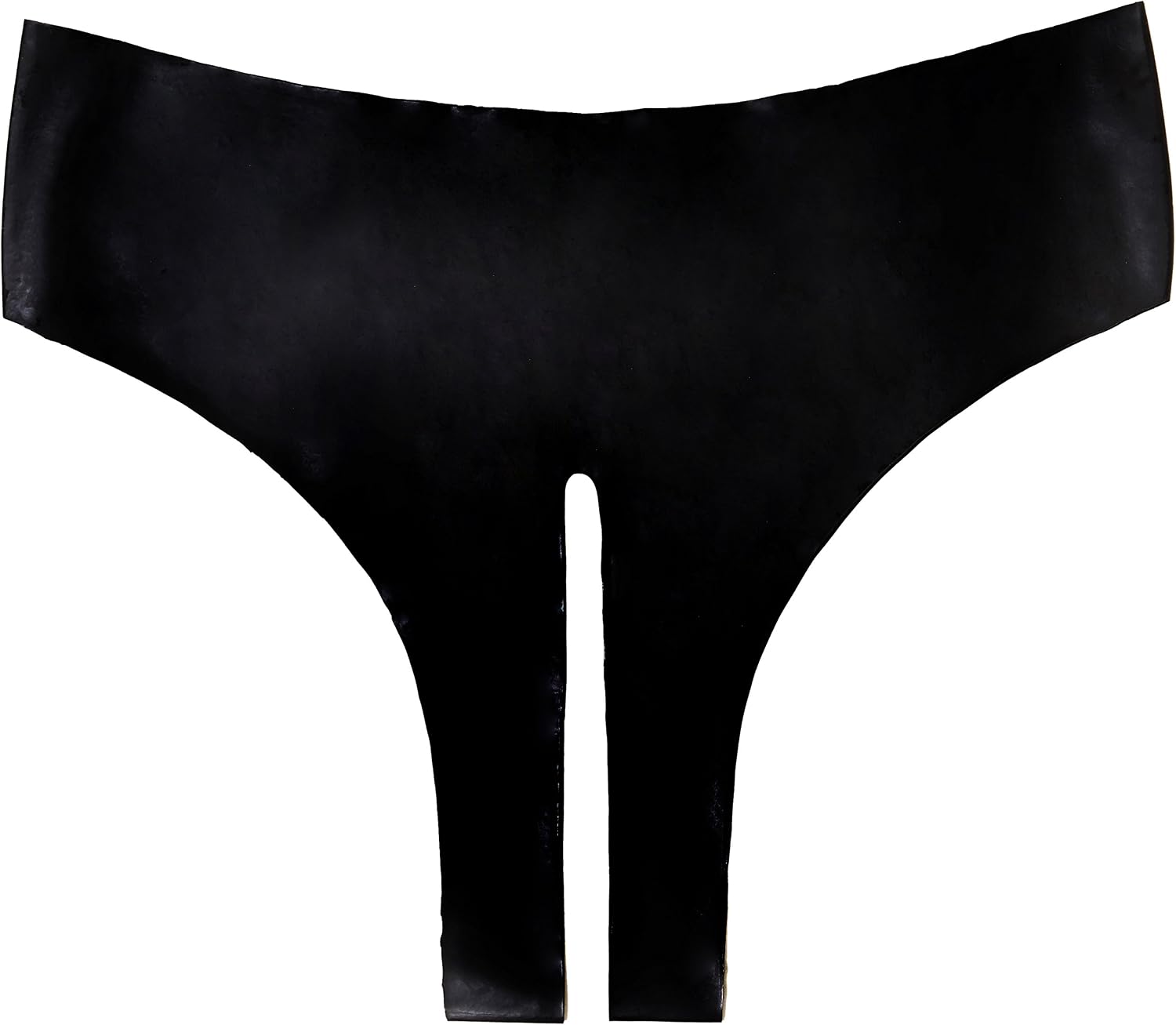 The Latex Collection Sexy Lingerie Slip Thong with Open Crotch, Black, S-L