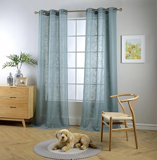 Amazon Com Miuco Semi Sheer Curtains Poly Linen Textured Solid
