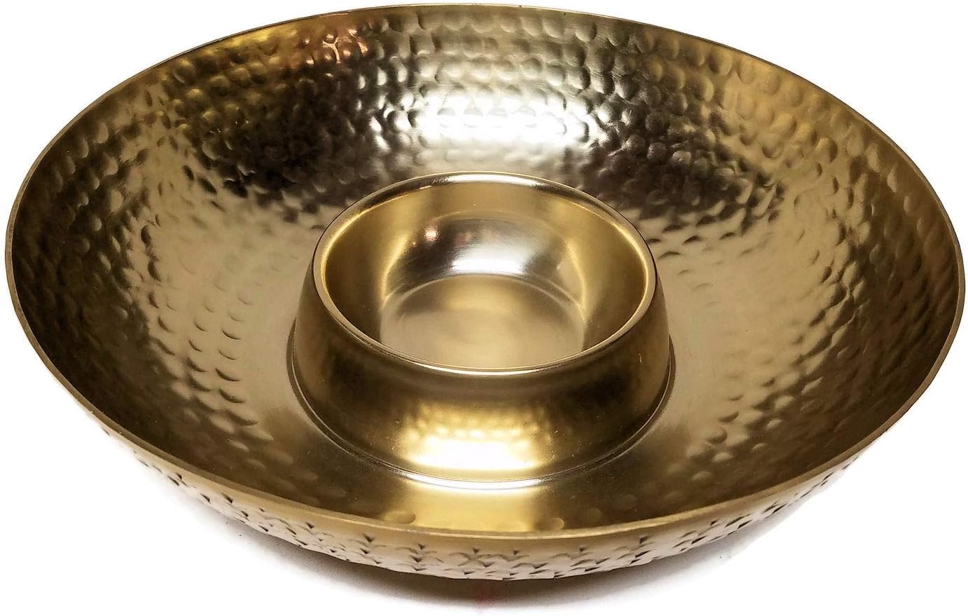 Chip and Dip Bowl, Hammered Aluminum, 11-inch (Gold)
