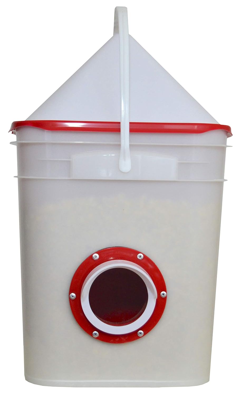 Chicken Feeder Holds 20 Pounds Pellets Crumbles Grain In Bucket For 21st Century Chicken Owners Inside Or Outside Of Coop Use With Nipple